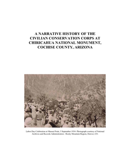 A Narrative History of the Civilian Conservation Corps at Chiricahua National Monument, Cochise County, Arizona