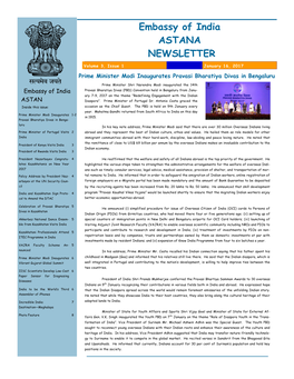 Embassy of India ASTANA NEWSLETTER