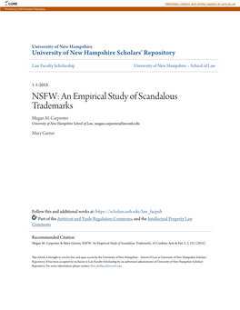 NSFW: an Empirical Study of Scandalous Trademarks Megan M