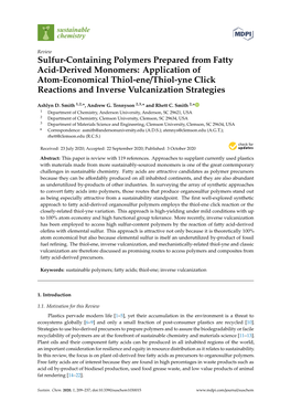 Sulfur-Containing Polymers Prepared from Fatty Acid-Derived