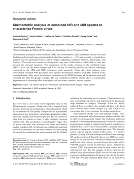 Chemometric Analysis of Combined NIR and MIR Spectra to Characterize French Olives