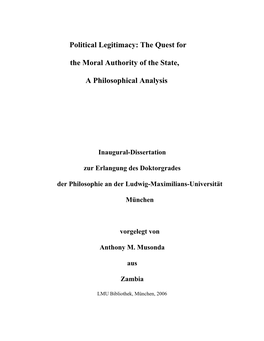 Political Legitimacy: the Quest For