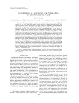 Host Effects on Herbivory and Pollination in a Hemiparasitic Plant