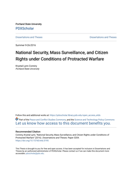 National Security, Mass Surveillance, and Citizen Rights Under Conditions of Protracted Warfare