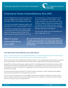 Screening for Human Immunodeficiency Virus (HIV)