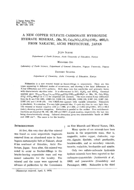 A NEW COPPER SULFATE-CARBONATE HYDROXIDE HYDRATE MINERAL, (Mn, Ni, Cu)8(SO4)4(CO3)(OH)6¥48H2O, from NAKAURI, AICHI PREFECTURE , JAPAN