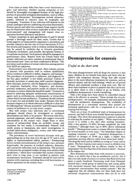 Desmopressin for Enuresis