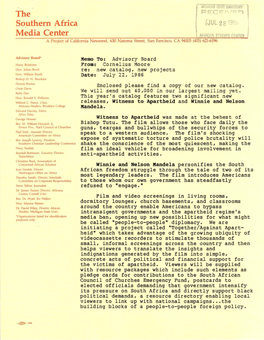 The Southern Africa Media Center a Project of California Newsreel, 630 Natoma Street, San Fancisco, CA 94103 (415) 621-6196
