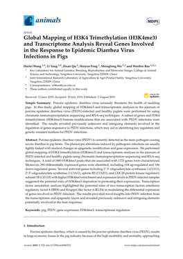 (H3k4me3) and Transcriptome Analysis Reveal Genes Involved in the Response to Epidemic Diarrhea Virus Infections in Pigs