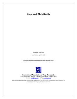 Yoga and Christianity