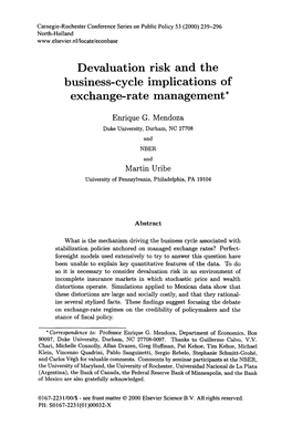 Devaluation Risk and the Business-Cycle Implications of Exchange-Rate Management*