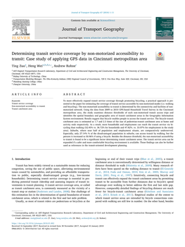 Determining Transit Service Coverage by Non-Motorized Accessibility To