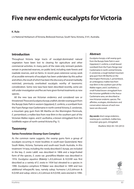 Five New Endemic Eucalypts for Victoria