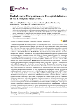 Phytochemical Composition and Biological Activities of Wild Scolymus Maculatus L