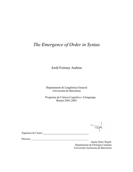 The Emergence of Order in Syntax