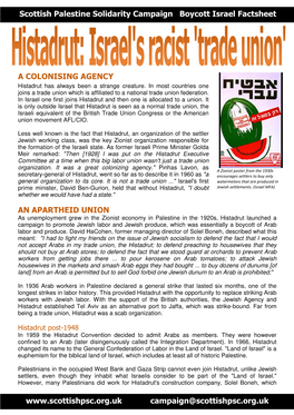 Scottish Palestine Solidarity Campaign Boycott Israel Factsheet