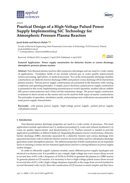 Practical Design of a High-Voltage Pulsed Power Supply Implementing Sic Technology for Atmospheric Pressure Plasma Reactors