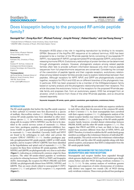 Does Kisspeptin Belong to the Proposed RF-Amide Peptide Family?