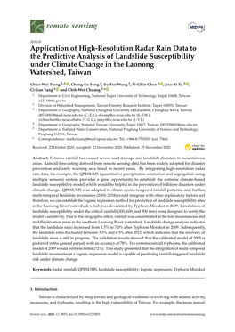 Application of High-Resolution Radar Rain Data to the Predictive Analysis of Landslide Susceptibility Under Climate Change in the Laonong Watershed, Taiwan
