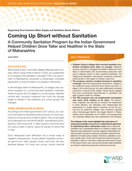 Coming up Short Without Sanitation a Community Sanitation Program by the Indian Government Helped Children Grow Taller and Healthier in the State of Maharashtra