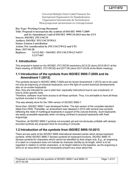 Proposal to Incorporate the Symbols of ISO/IEC 9995-7:2009