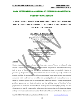 Kijecbm/Apr-Jun16/Vol-3/Iss-2/A13 Issn:2348-4969 Impact Factor(2016) – 6.9071