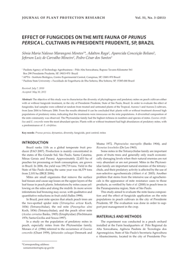 Effect of Fungicides on the Mite Fauna of Prunus Persica L