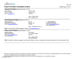 Treaty 6 Consultation Contacts