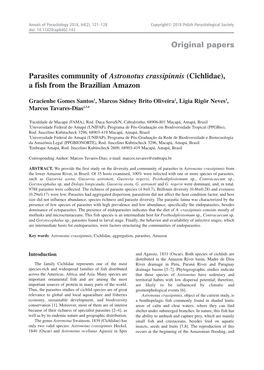 Parasites Community of Astronotus Crassipinnis (Cichlidae), a Fish from the Brazilian Amazon