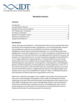 Mendelian Genetics