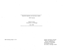 SELECTED READINGS on POLITICAL CHANGE 1982 Version