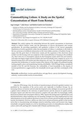 Commodifying Lisbon: a Study on the Spatial Concentration of Short-Term Rentals