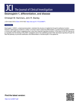 Desmoglein-1, Differentiation, and Disease