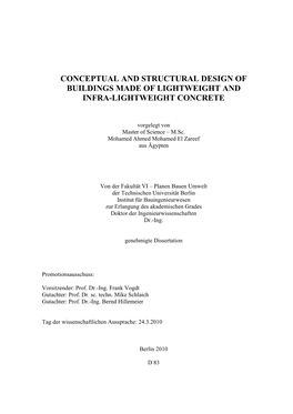 Conceptual and Structural Design of Buildings Made of Lightweight and Infra-Lightweight Concrete