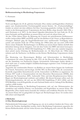 Robbenmonitoring in Mecklenburg-Vorpommern C. Herrmann 1 Einleitung Noch Zum Beginn Des 20. Jh. Gehörten Seehunde