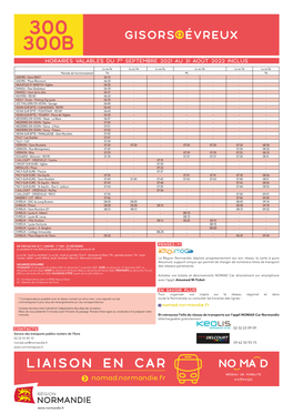 300 300B Gisors Évreux Horaires Valables Du 1Er Septembre 2021 Au 31 Août 2022 Inclus