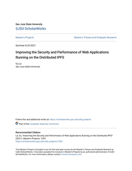 Improving the Security and Performance of Web Applications Running on the Distributed IPFS