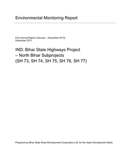 EMR: India: Bihar State Highways Project