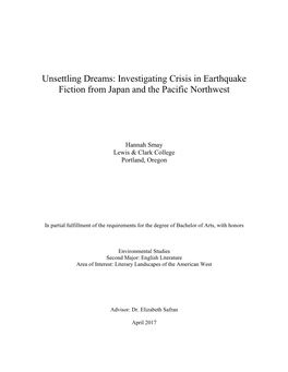 Unsettling Dreams: Investigating Crisis in Earthquake Fiction from Japan and the Pacific Northwest