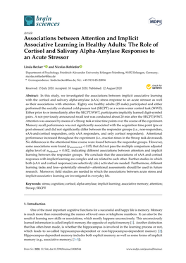 Associations Between Attention and Implicit Associative Learning in Healthy Adults: the Role of Cortisol and Salivary Alpha-Amylase Responses to an Acute Stressor