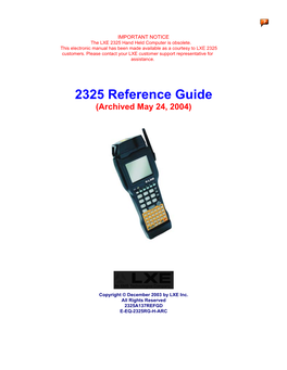 2325 Reference Guide (Archived May 24, 2004)