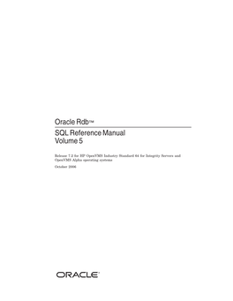 Oracle Rdb™ SQL Reference Manual Volume 5