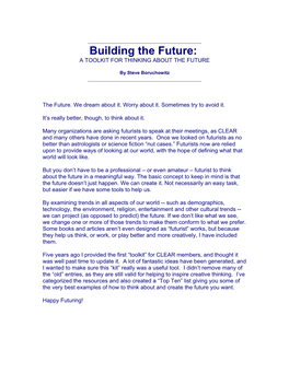Building the Future: a TOOLKIT for THINKING ABOUT the FUTURE