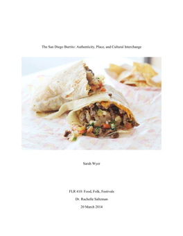 The San Diego Burrito: Authenticity, Place, and Cultural Interchange