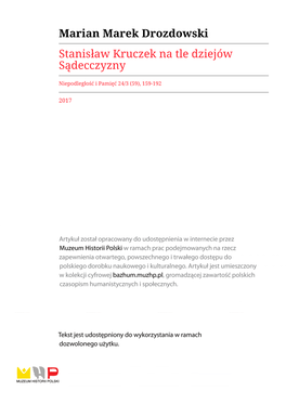 Marian Marek Drozdowski Stanisław Kruczek Na Tle Dziejów Sądecczyzny