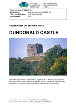 Dundonald Castle Statement of Significance