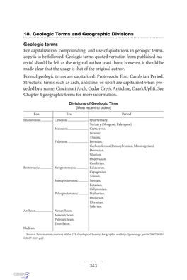 18. Geologic Terms and Geographic Divisions