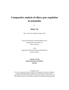 Comparative Analysis of Ciliary Gene Regulation in Nematodes