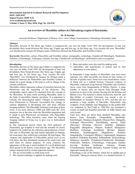 An Overview of Mesolithic Culture in Chitradurga Region of Karnataka