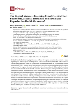 The Vaginal Virome—Balancing Female Genital Tract Bacteriome, Mucosal Immunity, and Sexual and Reproductive Health Outcomes?